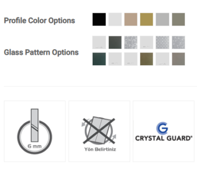 PROFIL COLOR and GLASS PATTERN OPTIONS