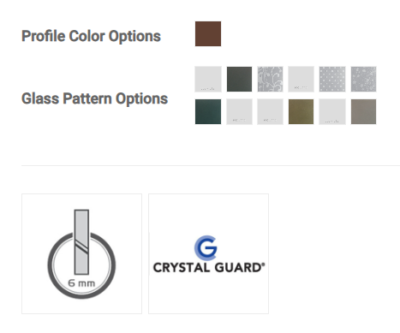 TEAK PROFIL COLOR and GLASS PATTERN OPTIONS